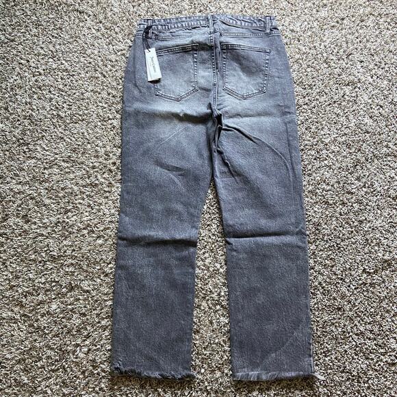 Juicy Couture Venice Straight Jean Women's 14W Gray Marble Wash Denim Fringe Hem - Picture 5 of 12